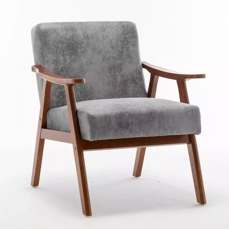 Fauteuil d'appoint Mid-Century, fauteuil de salon en bois massif avec dossier extra-épais, fauteuils à oreilles