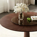 Ensemble de salle à manger rond 5 pièces Torres de GDFStudio en bois massif avec plateau tournant en verre trempé et 4 chaises