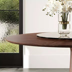 Ensemble de salle à manger rond 5 pièces Torres de GDFStudio en bois massif avec plateau tournant en verre trempé et 4 chaises
