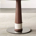 Ensemble de salle à manger rond 5 pièces Torres de GDFStudio en bois massif avec plateau tournant en verre trempé et 4 chaises