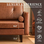 ATJafurn 86 Canapé marron en cuir capitonné avec assise profonde, canapé sectionnel rembourré de style moderne du milieu du siècle, causeuse de luxe rétro pour salon, chambre à coucher
