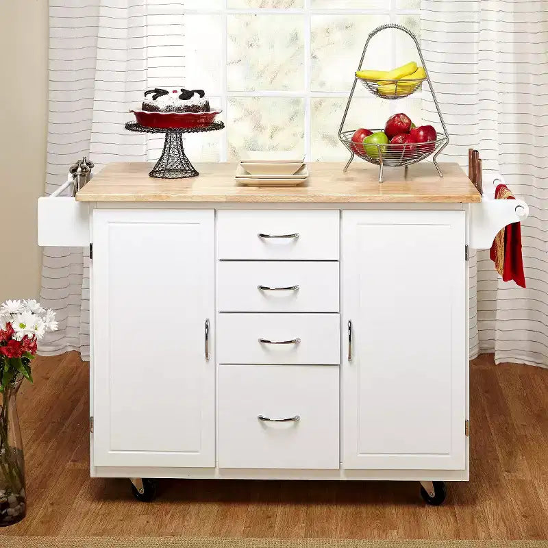 Desserte de cuisine Buylateral Cottage Country avec plateau en bois