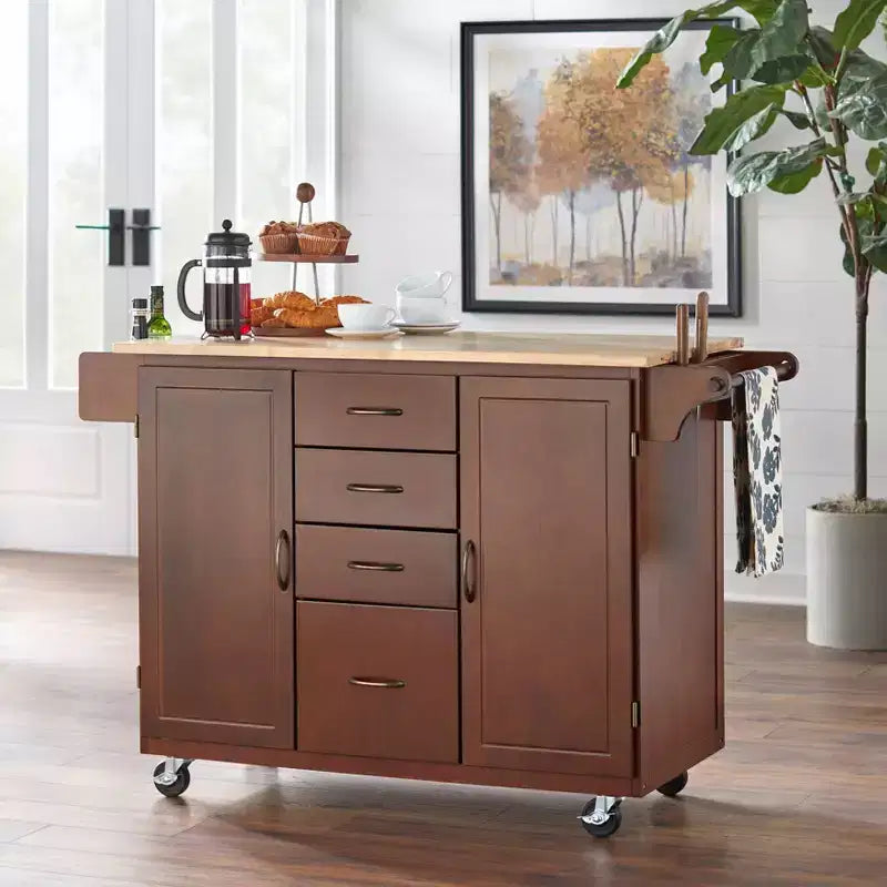 Desserte de cuisine Buylateral Cottage Country avec plateau en bois