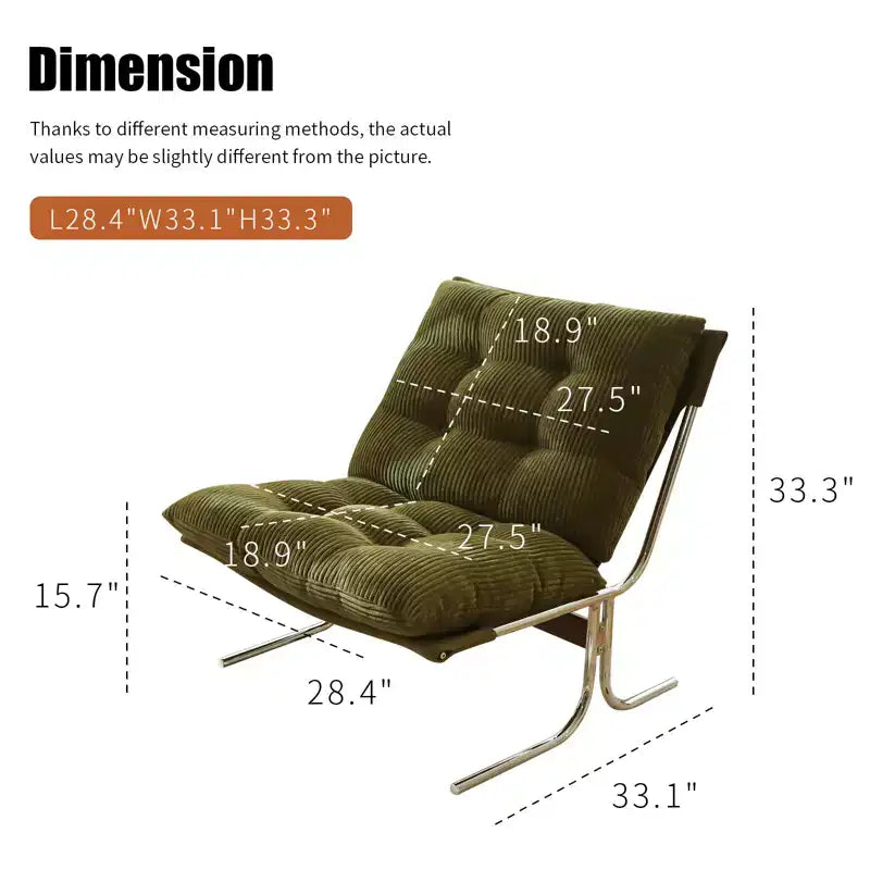 Fauteuil d'appoint rembourré GDFStudio Joshua moderne surdimensionné avec cadre en métal