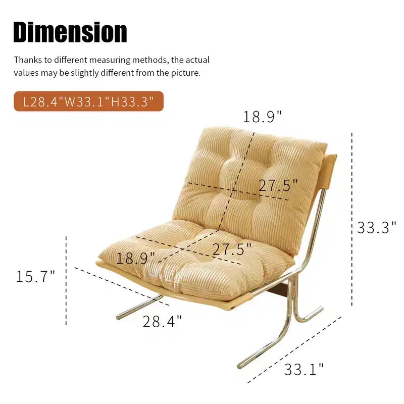 Fauteuil d'appoint rembourré GDFStudio Joshua moderne surdimensionné avec cadre en métal