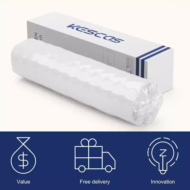 Matelas hybride Kescas Euro Top 8 à ressorts ensachés individuellement - Compatible avec sommier plateforme, sommier tapissier ou base à lattes