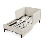 Lit de repos double/grand format, cadre de lit plateforme en velours avec 2 tiroirs, canapé-lit réglable - ModernLuxe
