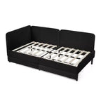 Lit de repos double/grand format, cadre de lit plateforme en velours avec 2 tiroirs, canapé-lit réglable - ModernLuxe