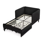 Lit de repos double/grand format, cadre de lit plateforme en velours avec 2 tiroirs, canapé-lit réglable - ModernLuxe