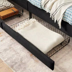 Lit de repos double/grand format, cadre de lit plateforme en velours avec 2 tiroirs, canapé-lit réglable - ModernLuxe