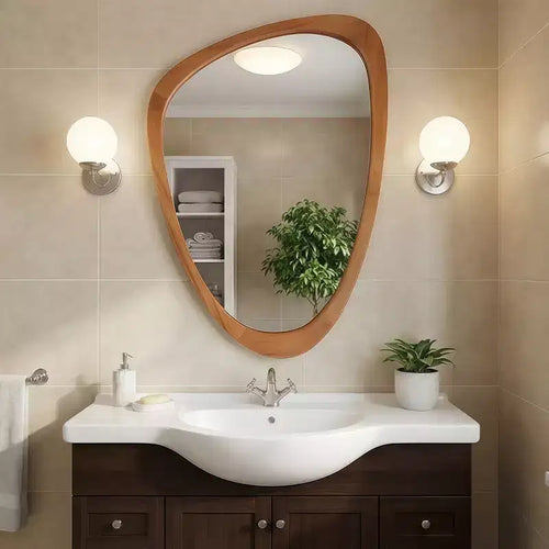 Miroir mural moderne de forme irrégulière 24 x 36, Miroir décoratif pour la maison, la salle de bain, la chambre à coucher - Panipeachy