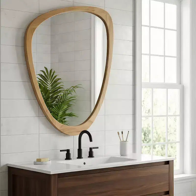Miroir mural moderne de forme irrégulière 24 x 36, Miroir décoratif pour la maison, la salle de bain, la chambre à coucher - Panipeachy