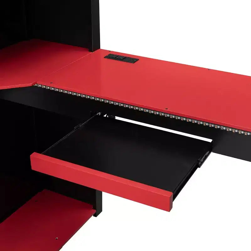 Lit mezzanine complet Luxystar avec bureau d'ordinateur éclairé, tablette de clavier, étagères de rangement et rideau occultant