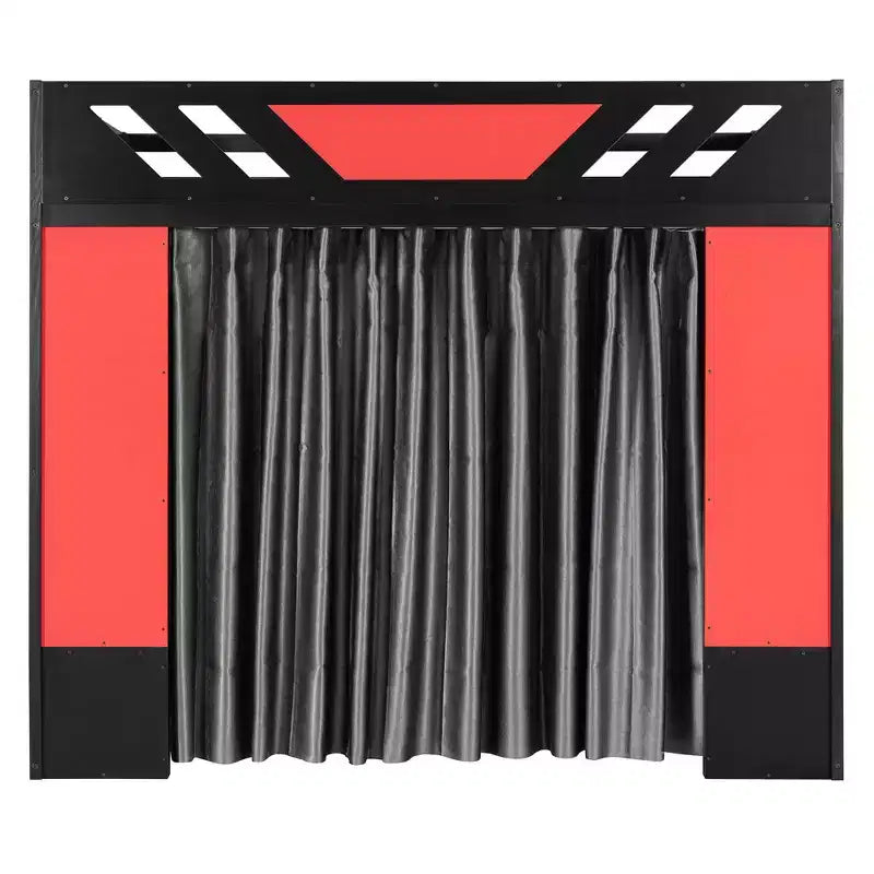Lit mezzanine complet Luxystar avec bureau d'ordinateur éclairé, tablette de clavier, étagères de rangement et rideau occultant