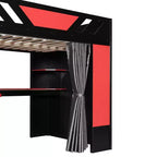 Lit mezzanine complet Luxystar avec bureau d'ordinateur éclairé, tablette de clavier, étagères de rangement et rideau occultant