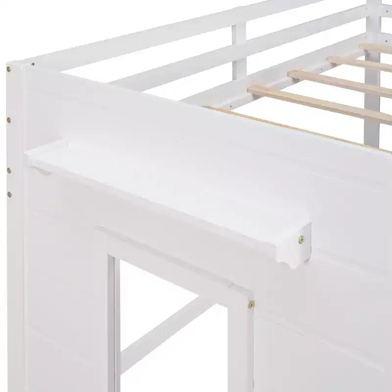 Cadre de lit mezzanine simple en bois Luxystar avec 3 tiroirs et une étagère