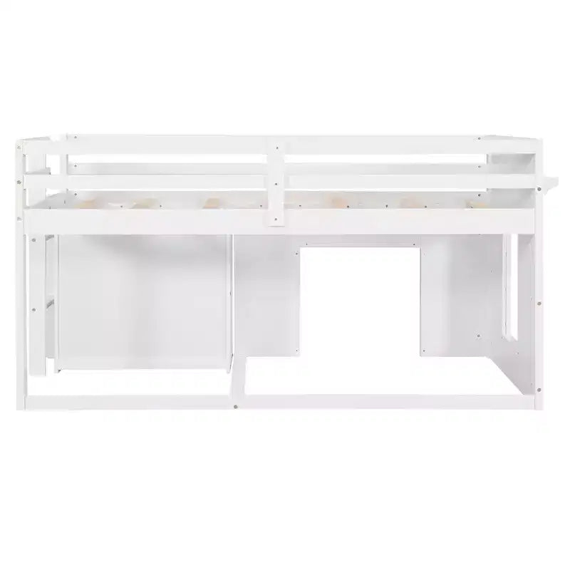 Cadre de lit mezzanine simple en bois Luxystar avec 3 tiroirs et une étagère
