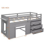 Cadre de lit mezzanine simple en bois Luxystar avec 3 tiroirs et une étagère