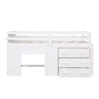 Cadre de lit mezzanine simple en bois Luxystar avec 3 tiroirs et une étagère