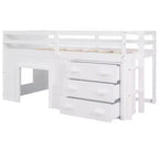 Cadre de lit mezzanine simple en bois Luxystar avec 3 tiroirs et une étagère