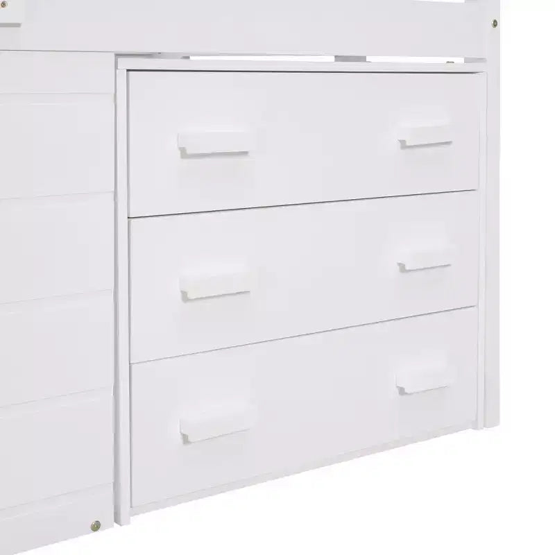Cadre de lit mezzanine simple en bois Luxystar avec 3 tiroirs et une étagère