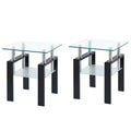 Set of 2 Clear Tempered Glass End Tables, Modern Side Tables for Living Room and Bedroom