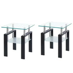 Set of 2 Clear Tempered Glass End Tables, Modern Side Tables for Living Room and Bedroom