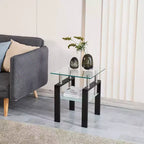Lot de 2 tables d'appoint en verre trempé transparent, tables de chevet modernes pour salon et chambre à coucher