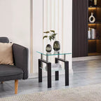 Lot de 2 tables d'appoint en verre trempé transparent, tables de chevet modernes pour salon et chambre à coucher