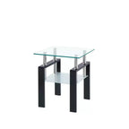 Lot de 2 tables d'appoint en verre trempé transparent, tables de chevet modernes pour salon et chambre à coucher