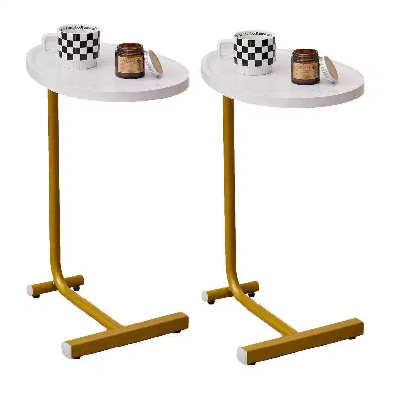 Set of 2 White C-Shaped End Tables, Slim Side Tables for Couch and Bed, Space-Saving Design for Small Spaces