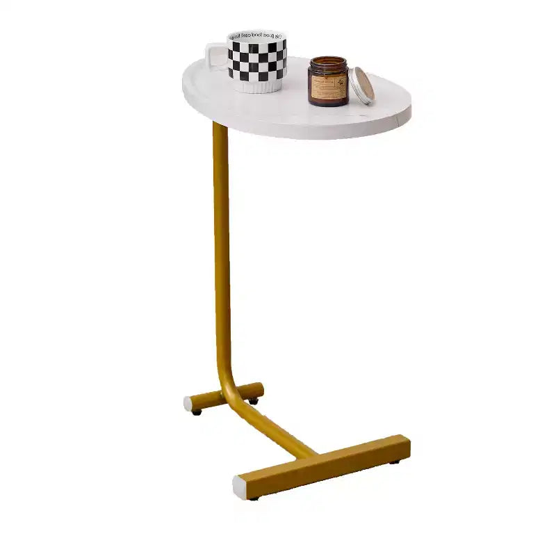 Lot de 2 tables d'appoint blanches en forme de C, tables d'appoint minces pour canapé et lit, design compact pour petits espaces