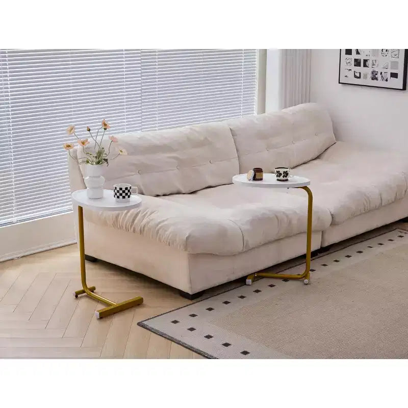 Lot de 2 tables d'appoint blanches en forme de C, tables d'appoint minces pour canapé et lit, design compact pour petits espaces