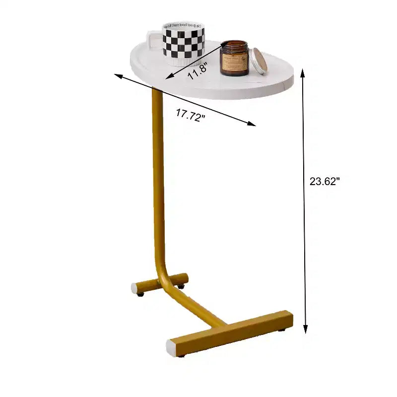 Lot de 2 tables d'appoint blanches en forme de C, tables d'appoint minces pour canapé et lit, design compact pour petits espaces