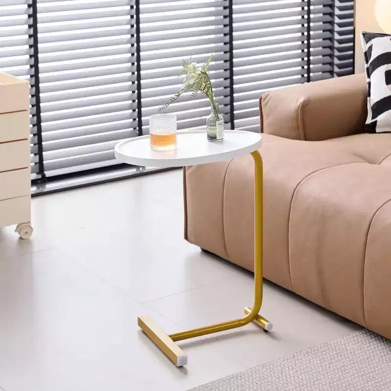Lot de 2 tables d'appoint blanches en forme de C, tables d'appoint minces pour canapé et lit, design compact pour petits espaces