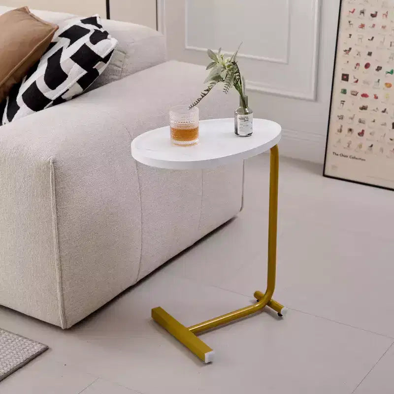 Lot de 2 tables d'appoint blanches en forme de C, tables d'appoint minces pour canapé et lit, design compact pour petits espaces