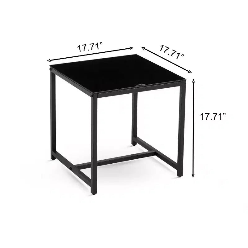 Table de chevet en MDF noir avec pieds en métal, table d'appoint moderne pour chambre à coucher