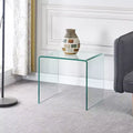 Tempered Bent Glass End Table, Modern Side Table for Living Room and Bedroom