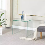 Table d'appoint moderne en verre trempé courbé pour salon et chambre