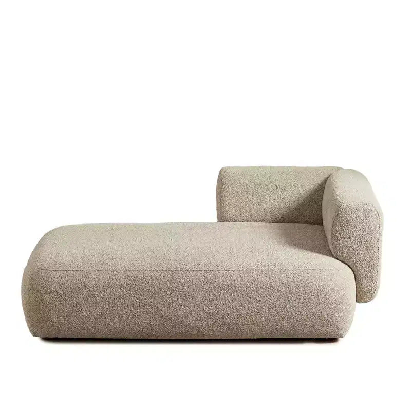 GDFStudio Dawn, méridienne capitonnée en tissu bouclette, pieds en bois