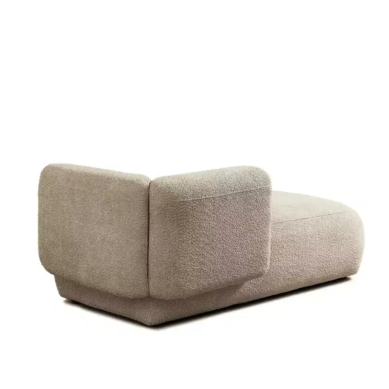 GDFStudio Dawn, méridienne capitonnée en tissu bouclette, pieds en bois