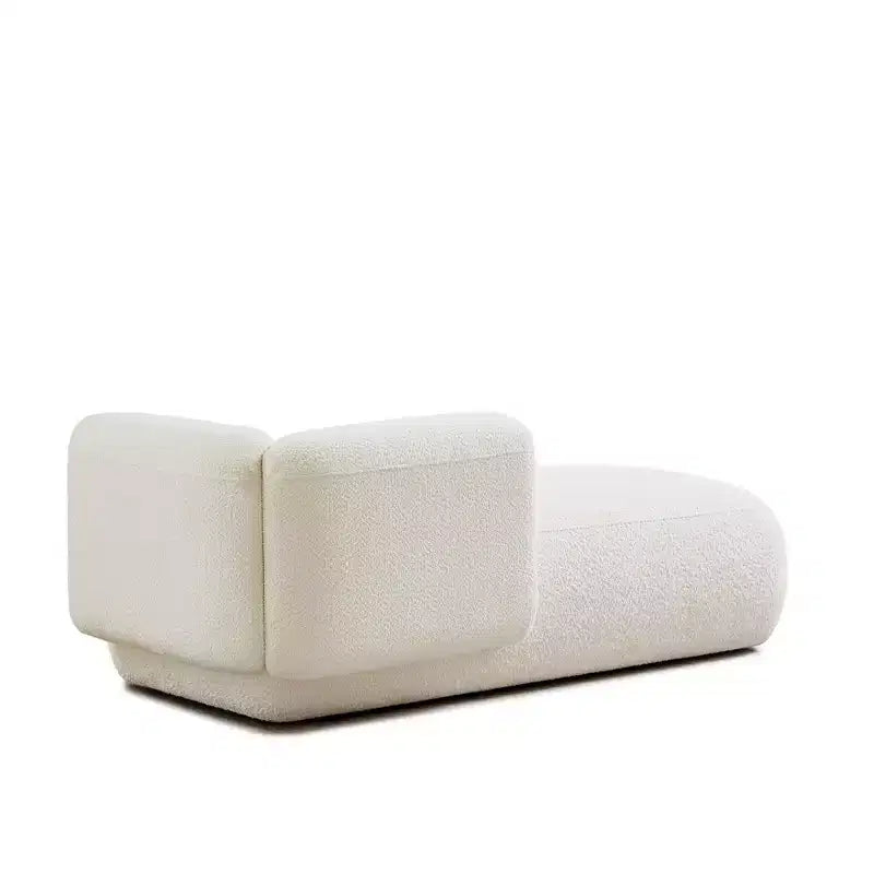 GDFStudio Dawn, méridienne capitonnée en tissu bouclette, pieds en bois