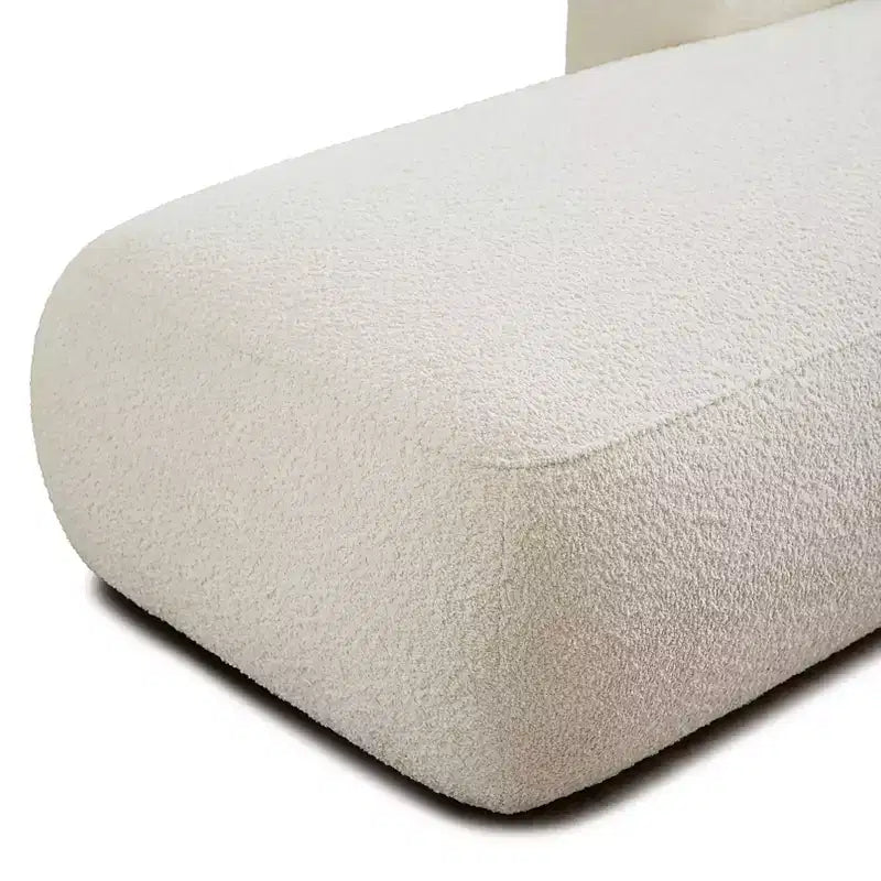 GDFStudio Dawn, méridienne capitonnée en tissu bouclette, pieds en bois