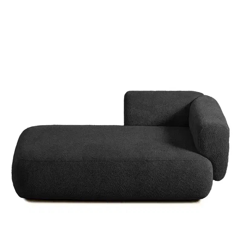 GDFStudio Dawn, méridienne capitonnée en tissu bouclette, pieds en bois