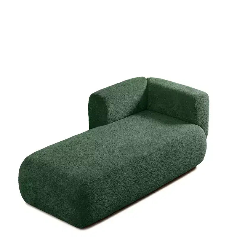 GDFStudio Dawn, méridienne capitonnée en tissu bouclette, pieds en bois