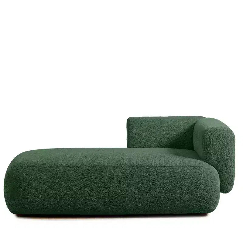GDFStudio Dawn, méridienne capitonnée en tissu bouclette, pieds en bois