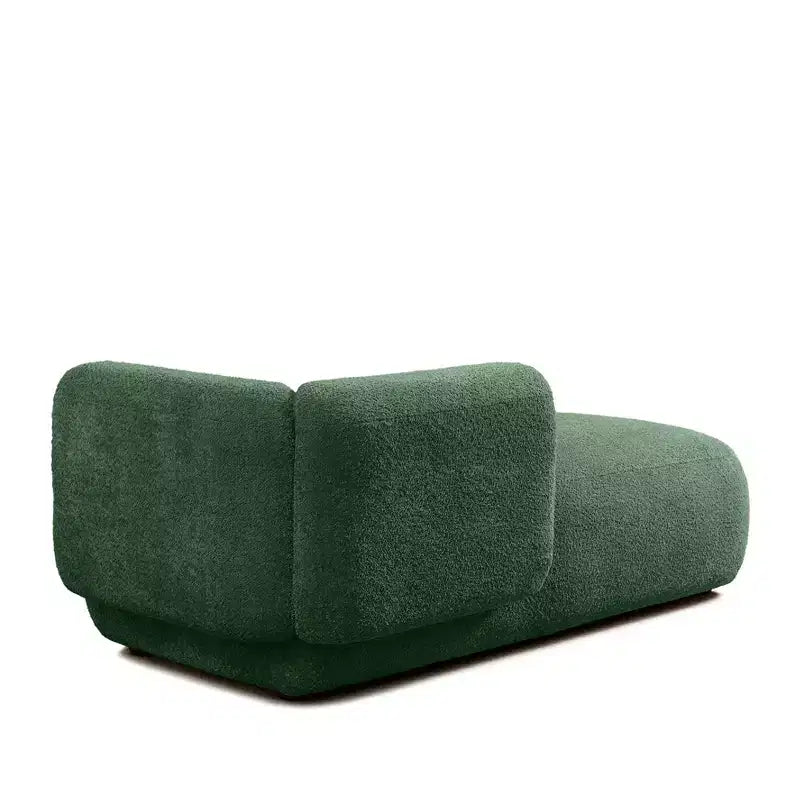 GDFStudio Dawn, méridienne capitonnée en tissu bouclette, pieds en bois