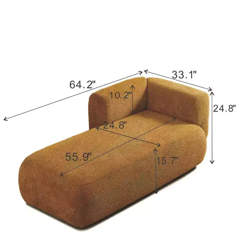 GDFStudio Dawn, méridienne capitonnée en tissu bouclette, pieds en bois