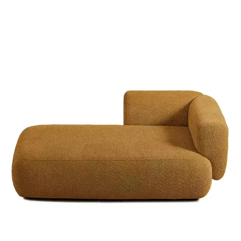 GDFStudio Dawn, méridienne capitonnée en tissu bouclette, pieds en bois