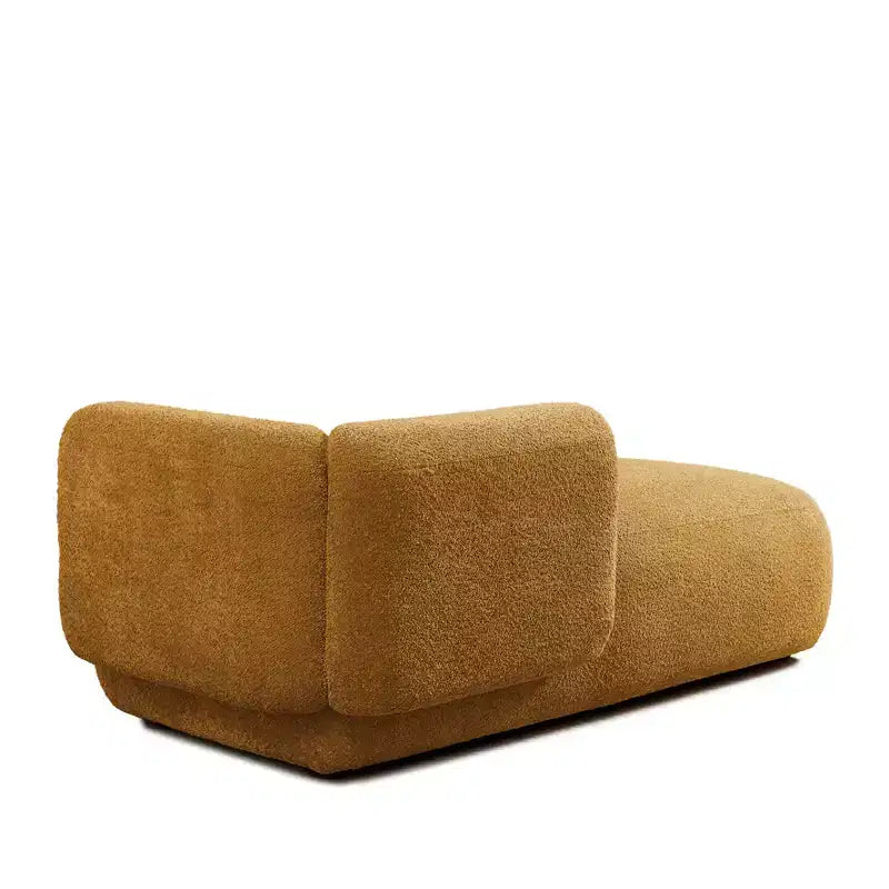 GDFStudio Dawn, méridienne capitonnée en tissu bouclette, pieds en bois